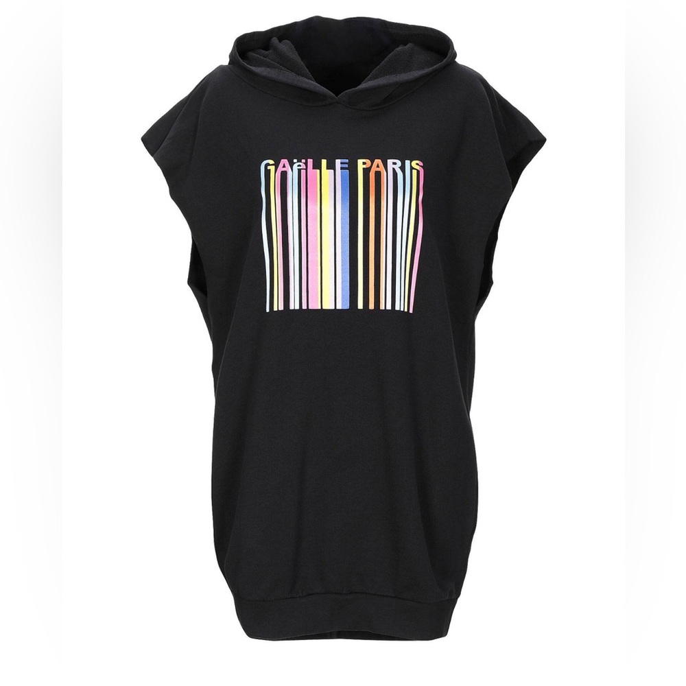 Gaelle Paris black stylish hoodie no sleeves small
